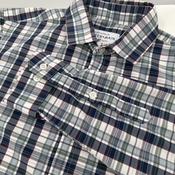 Mizzen Main Trim Fit Leeward Button Up Stretch Performance Shirt Men L - Picture 1 of 10
